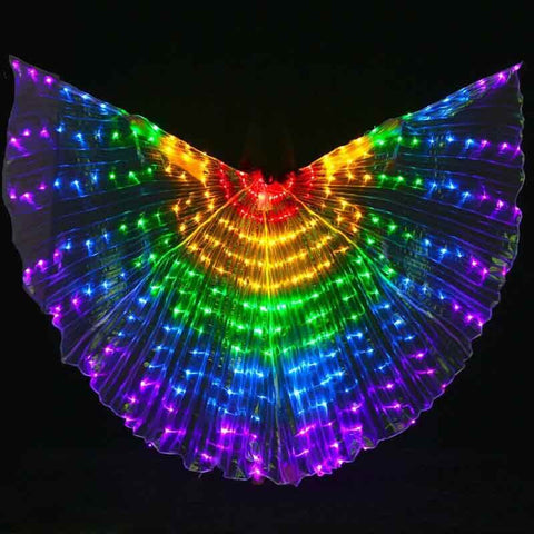 Ruoru Rainbow Color Alas Angle Led Wings Adult Led Costume Circus Led Light Luminous Costumes Party Show Isis Wings Dancewear.