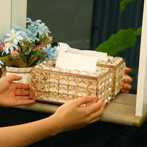 Crystal tissue box, home living room, desktop accessories, paper drawer.