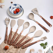 10 Pieces Kitchen Tools Set Wooden Handle Cooking Kitchen Utensil Set Silicone Utensils.