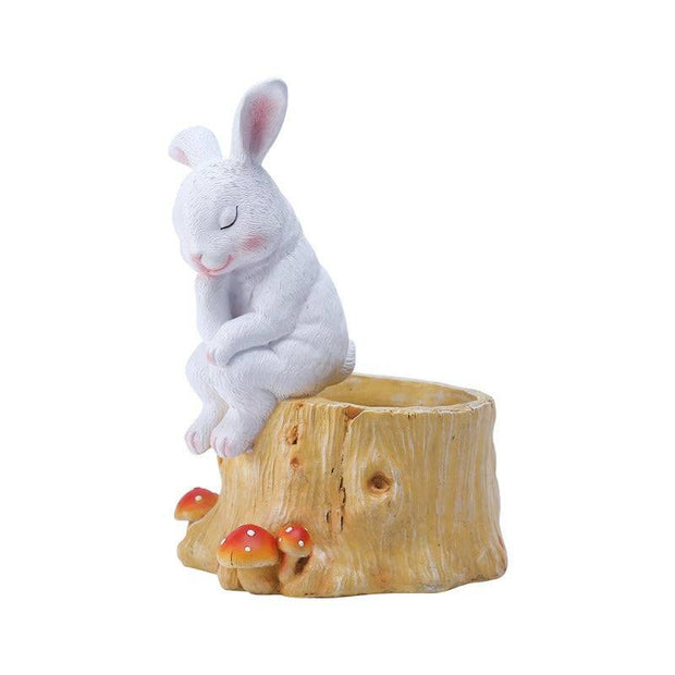 Outdoor sleeping rabbit meat flowerpot living room floor decoration.