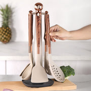 10 Pieces Kitchen Tools Set Wooden Handle Cooking Kitchen Utensil Set Silicone Utensils.