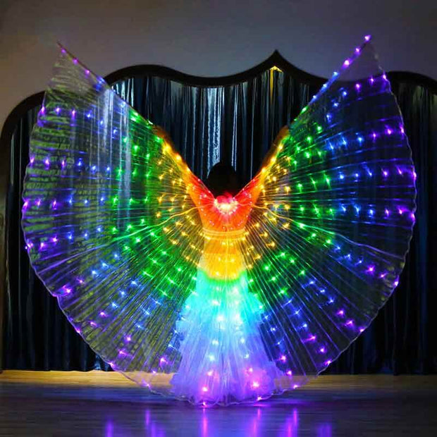 Ruoru Rainbow Color Alas Angle Led Wings Adult Led Costume Circus Led Light Luminous Costumes Party Show Isis Wings Dancewear.