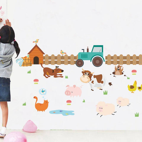 Cow Farm Children's Room Kindergarten Bedroom Living Room Background Wall Decoration Skirting Line Wall Sticker.