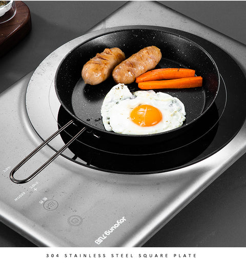 Stainless steel folding handle frying pan outdoor non stick folding fry pan frying pan.