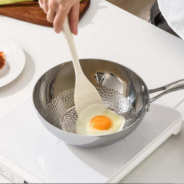 316 stainless steel uncoated complementary food pan, breakfast stir fry pan, non stick, low oil fume, deep frying pan, flat bottomed frying pan.