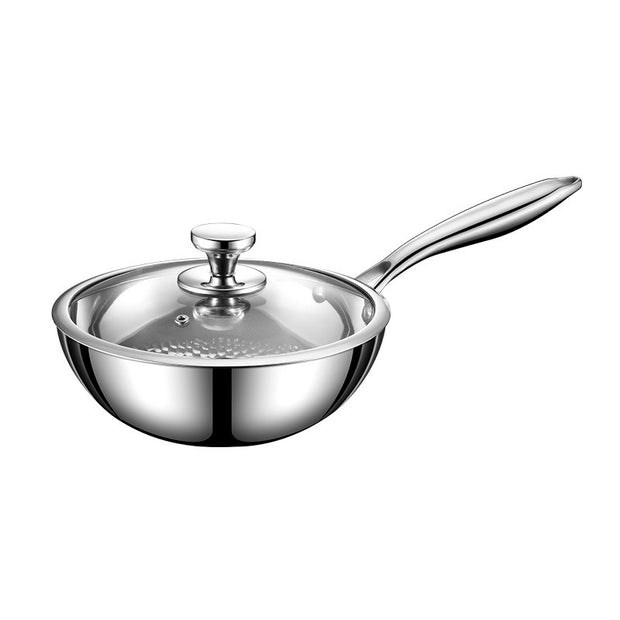 316 stainless steel uncoated complementary food pan, breakfast stir fry pan, non stick, low oil fume, deep frying pan, flat bottomed frying pan.