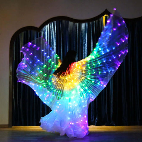 Ruoru Rainbow Color Alas Angle Led Wings Adult Led Costume Circus Led Light Luminous Costumes Party Show Isis Wings Dancewear.