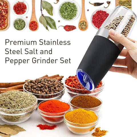 Electric Automatic Mill Pepper and Salt Grinder LED Light Peper Spice Grain Mills Porcelain Grinding Core Mill for Kitchen Tools.