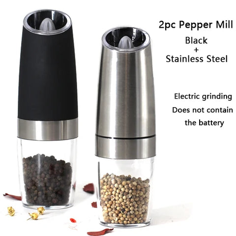 Electric Automatic Mill Pepper and Salt Grinder LED Light Peper Spice Grain Mills Porcelain Grinding Core Mill for Kitchen Tools.